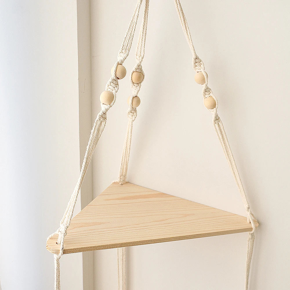 Floating Wall Shelf Wood Triangle Corner Display Stand